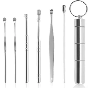 2Sets of Ear Cleaning Tool Sets Professional Ear Wax Cleaner Kits Stainless Steel Ear Picks with an Ear Pick Storage Bucket for Adults Men Women