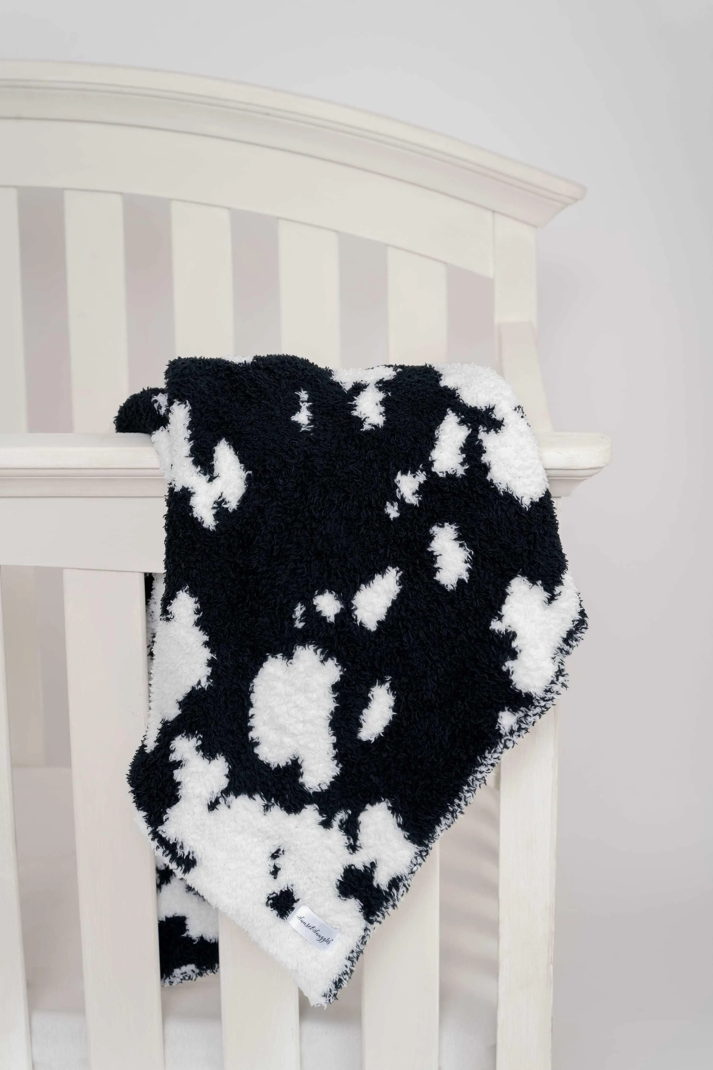 Black & White Cow Print Toddler Blanket