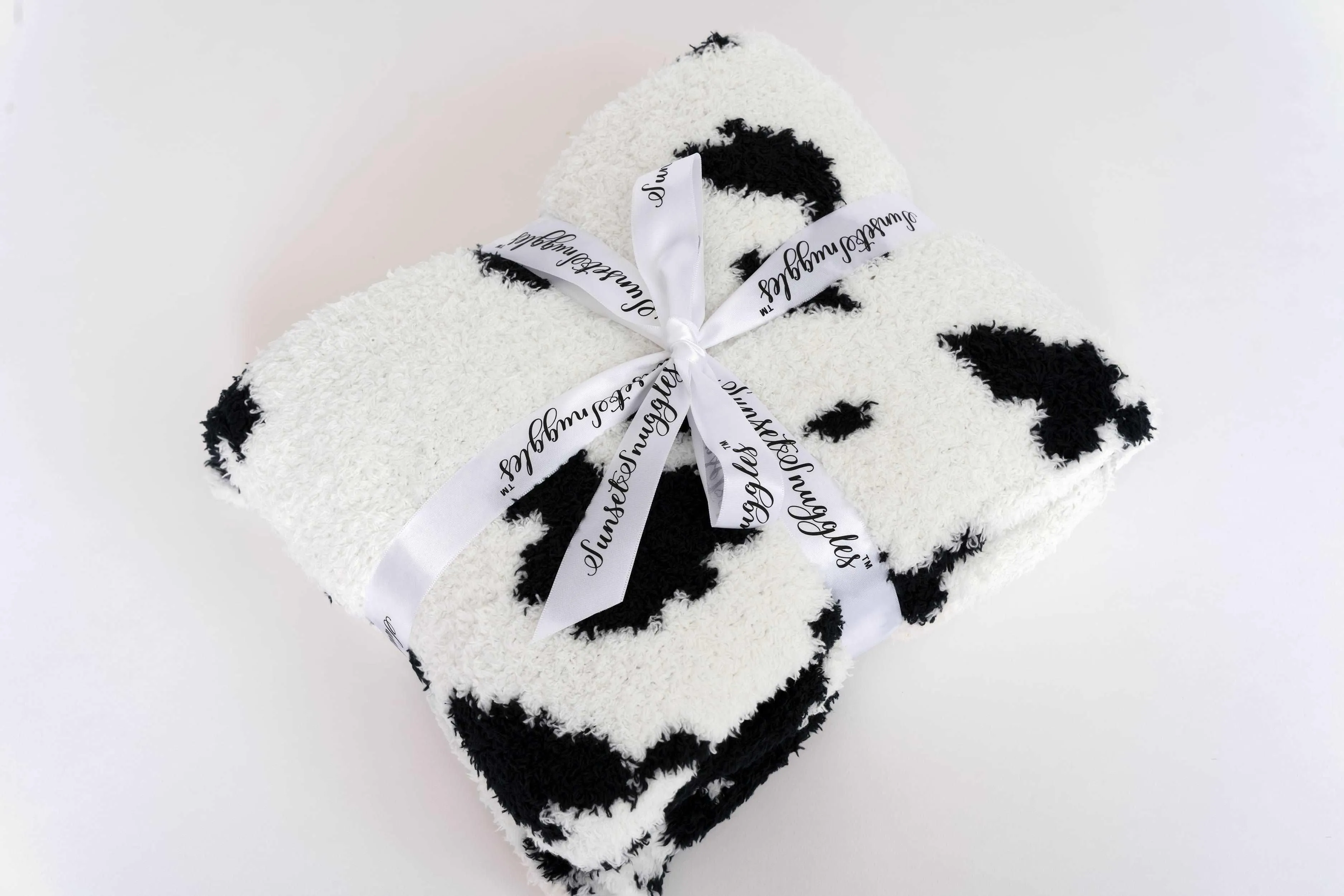Black & White Cow Print Toddler Blanket