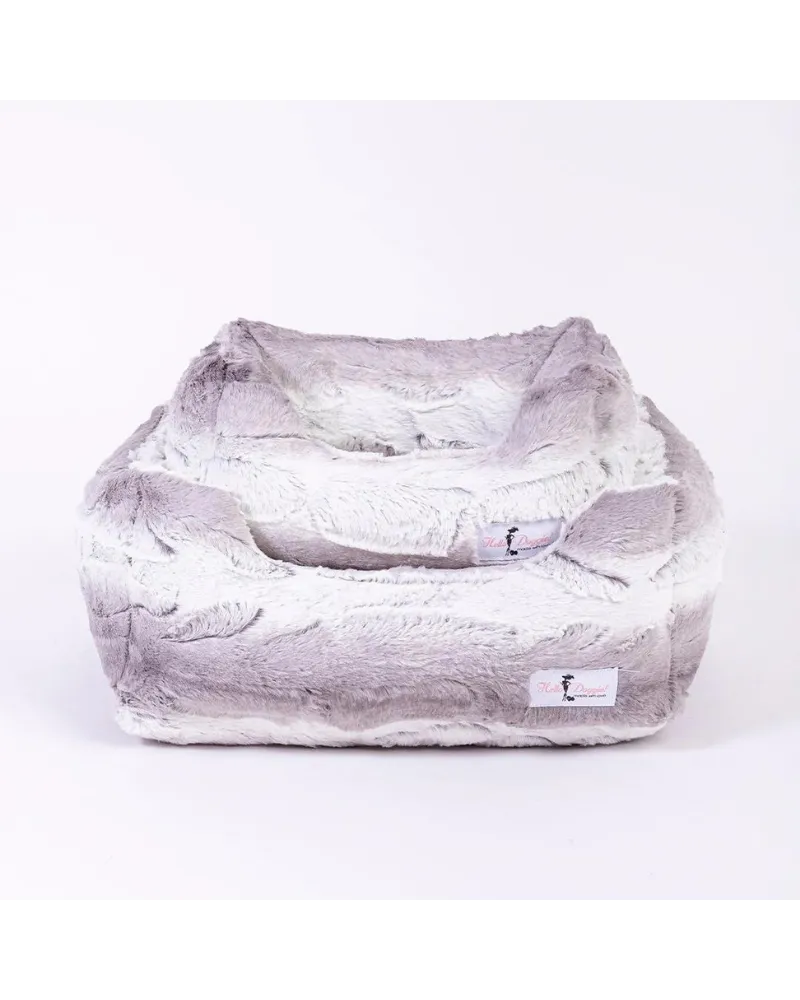 Cashmere Collection Faux-Fur Dog Bed in Soft Grey (Custom/Direct-Ship) (Made in the USA)