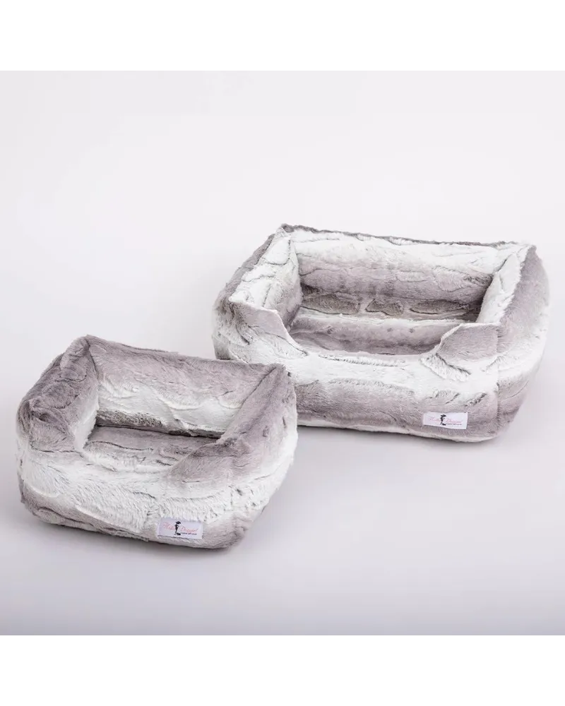Cashmere Collection Faux-Fur Dog Bed in Soft Grey (Custom/Direct-Ship) (Made in the USA)
