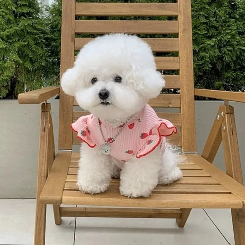 Cooling Vest for Dogs Puppy Summer Clothes Floral Pattern Dog Costume Flying Sleeves Cat Vests Chihuahua Bichon Girls Dog Shirt