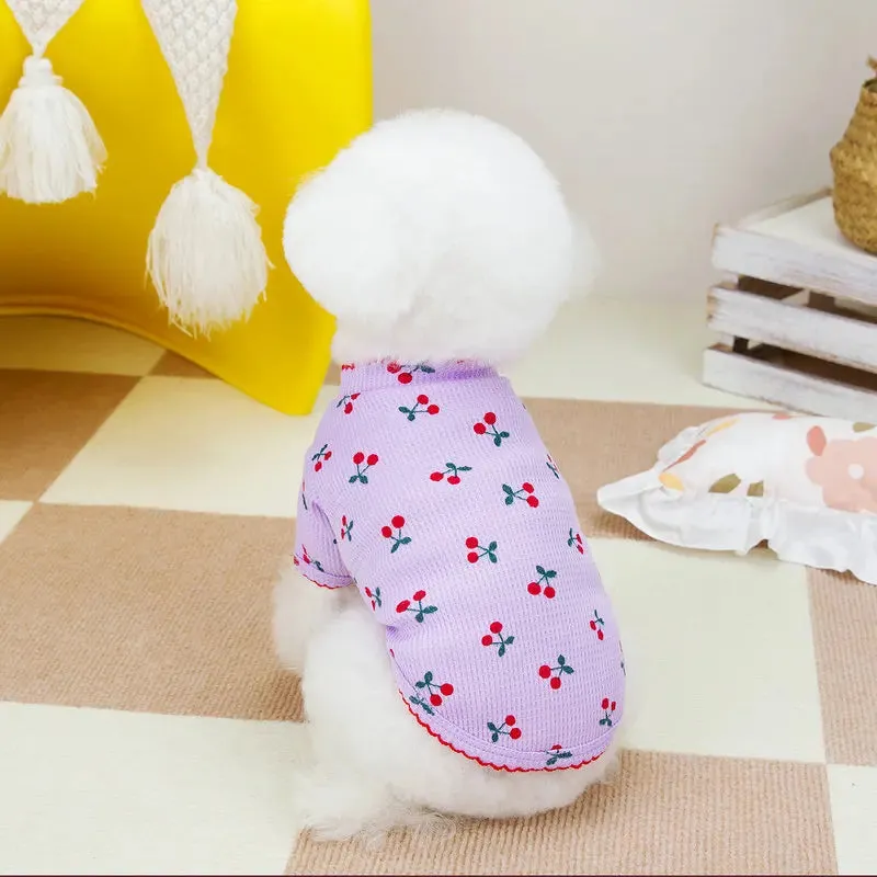 Cooling Vest for Dogs Puppy Summer Clothes Floral Pattern Dog Costume Flying Sleeves Cat Vests Chihuahua Bichon Girls Dog Shirt