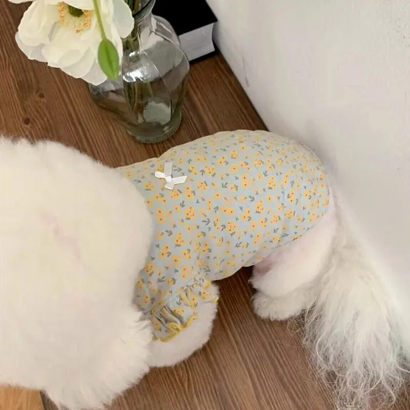 Cooling Vest for Dogs Puppy Summer Clothes Floral Pattern Dog Costume Flying Sleeves Cat Vests Chihuahua Bichon Girls Dog Shirt
