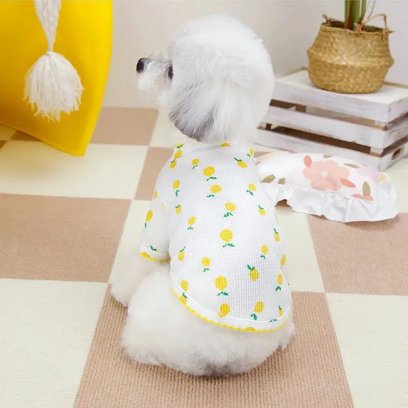 Cooling Vest for Dogs Puppy Summer Clothes Floral Pattern Dog Costume Flying Sleeves Cat Vests Chihuahua Bichon Girls Dog Shirt
