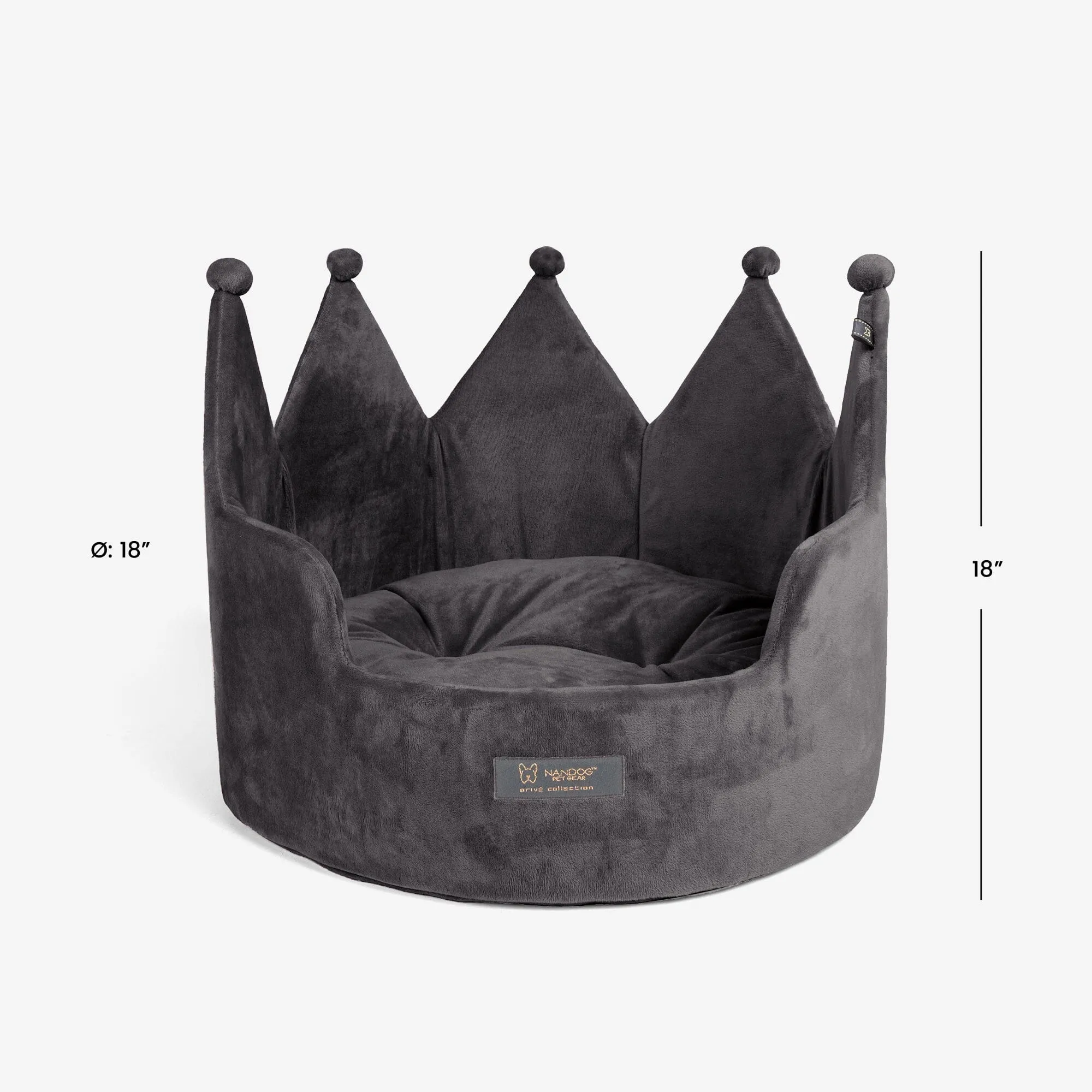 Crown Dog & Cat Fun Bed Cloud Prive Collection - Royal Dark Gray