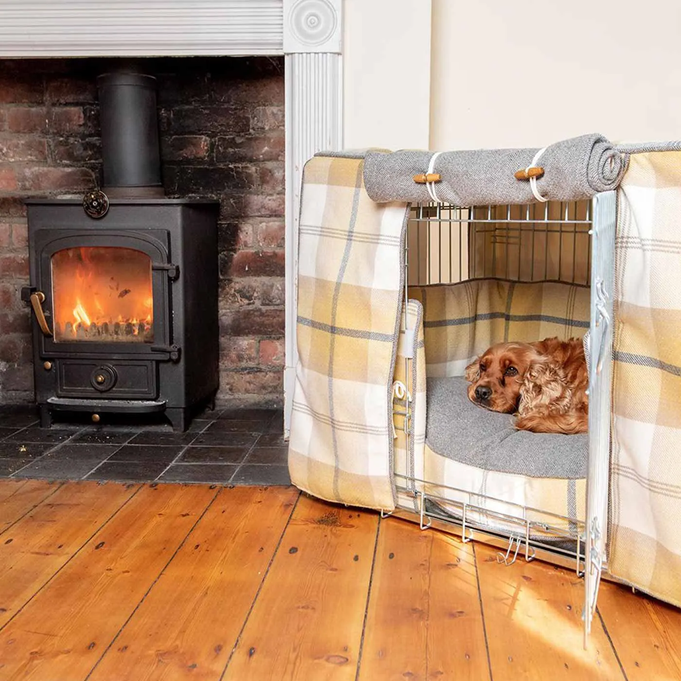 Dog Crate Cover in Balmoral Ochre Ash Tweed by Lords & Labradors