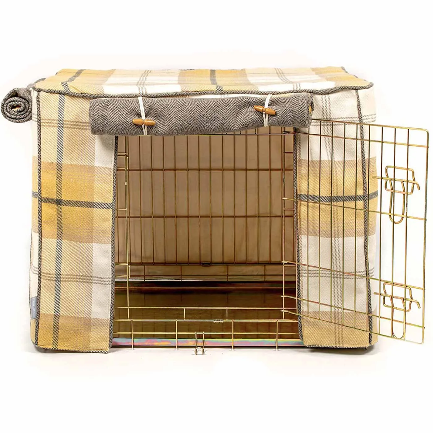 Dog Crate Cover in Balmoral Ochre Ash Tweed by Lords & Labradors