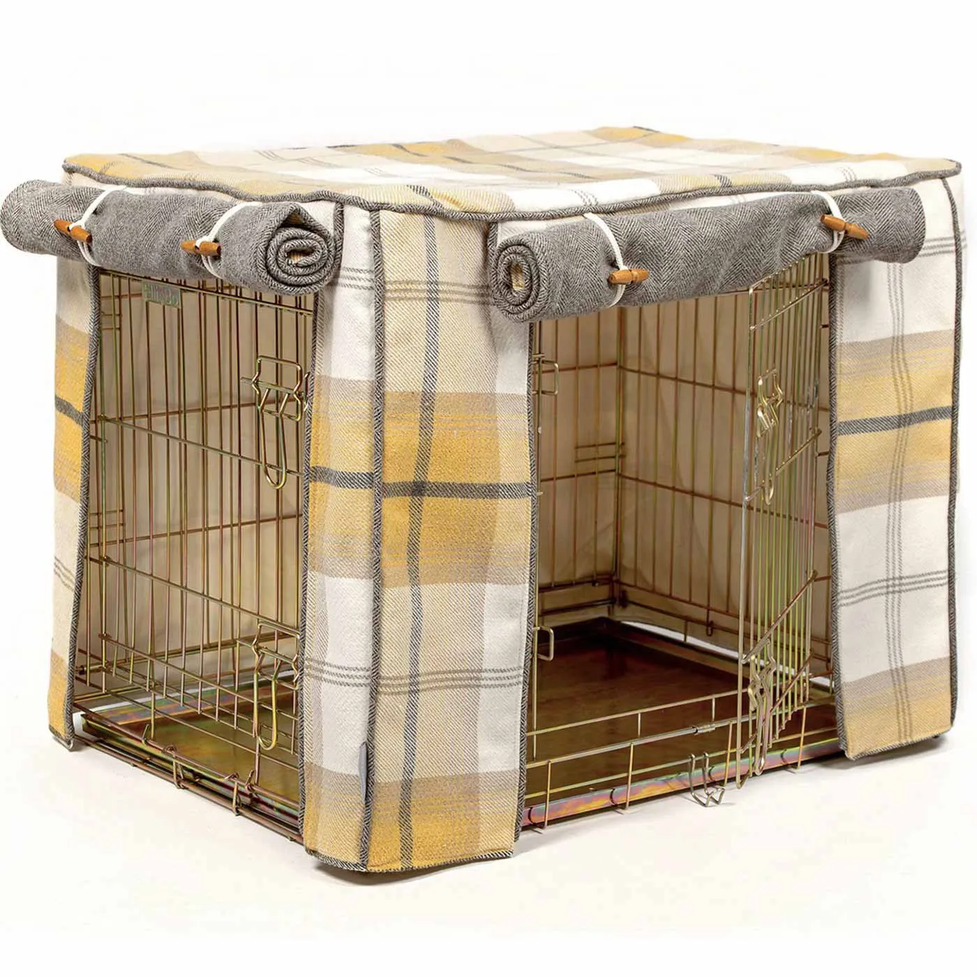 Dog Crate Cover in Balmoral Ochre Ash Tweed by Lords & Labradors