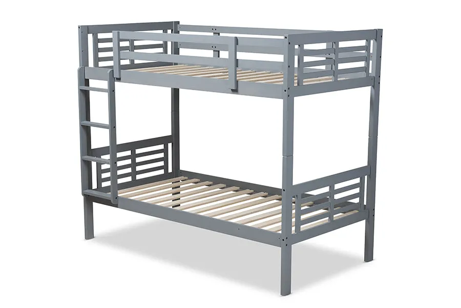 Emilia Gray Wood Bunk Bed (Twin)