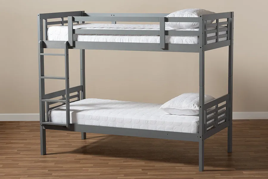 Emilia Gray Wood Bunk Bed (Twin)