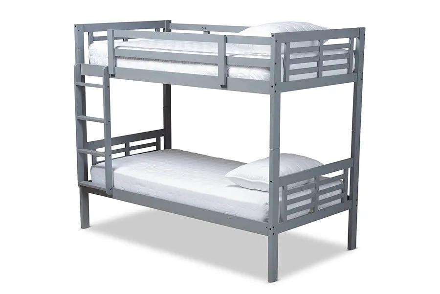 Emilia Gray Wood Bunk Bed (Twin)