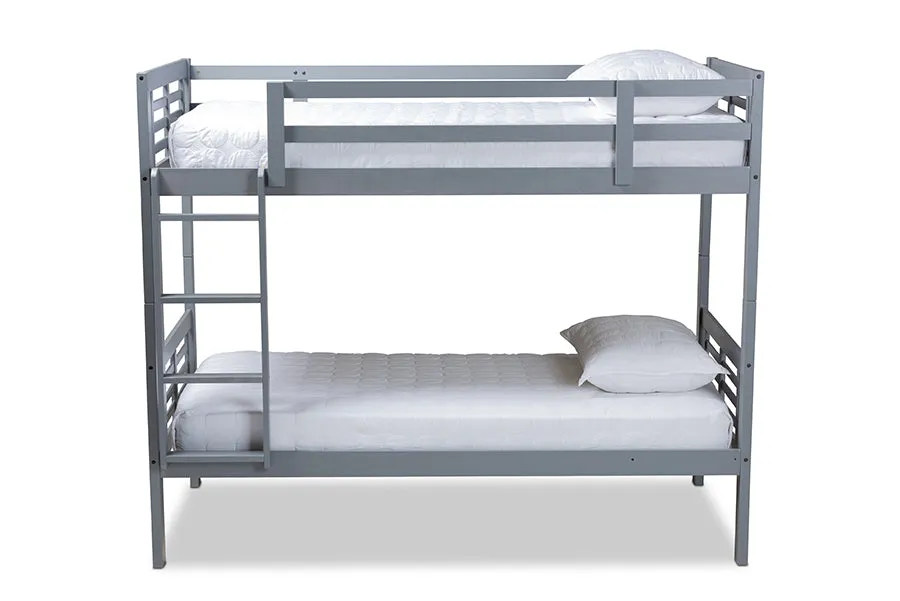 Emilia Gray Wood Bunk Bed (Twin)