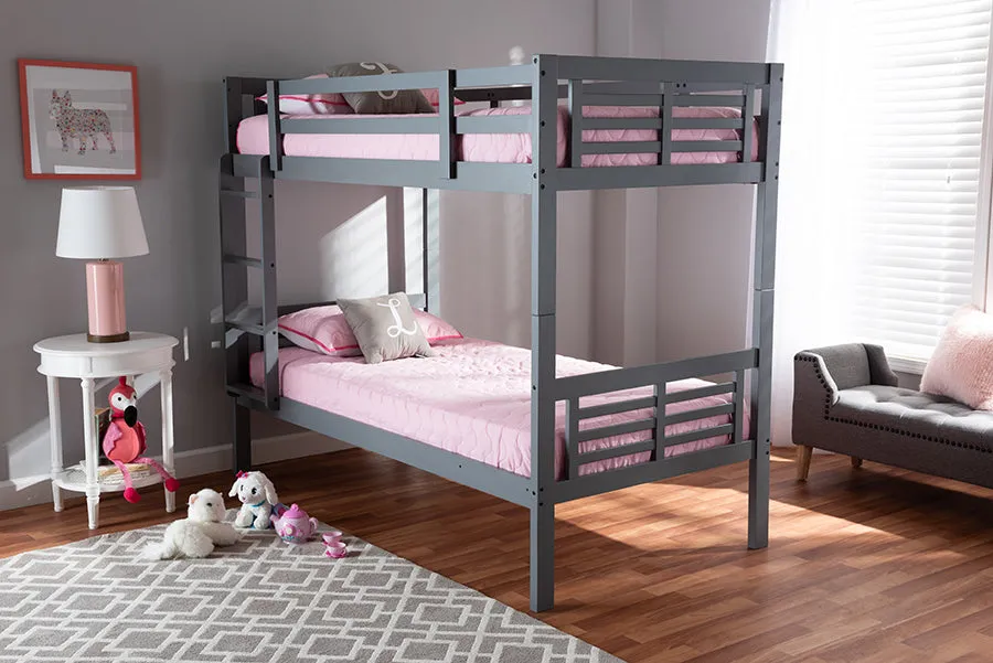 Emilia Gray Wood Bunk Bed (Twin)