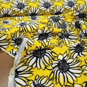 End of BOlt: 2.5 yards of Deadstock Cotton Yellow Sunflowers Flannel  Woven- remnant