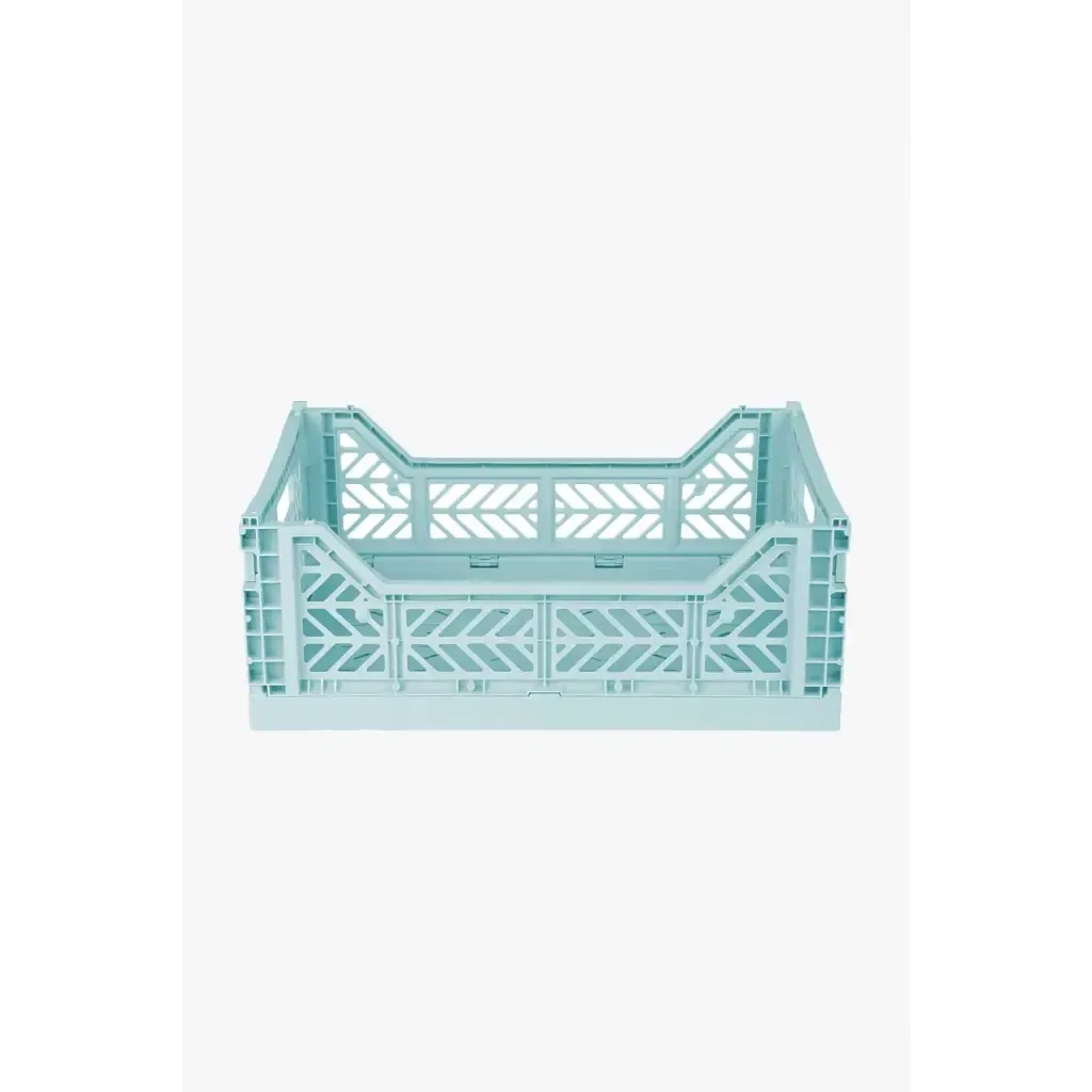 Foldable Storage Bins, Plastic Crate for Storage, Collapsible Crate, Utility Stackable Box Medium Artic Blue