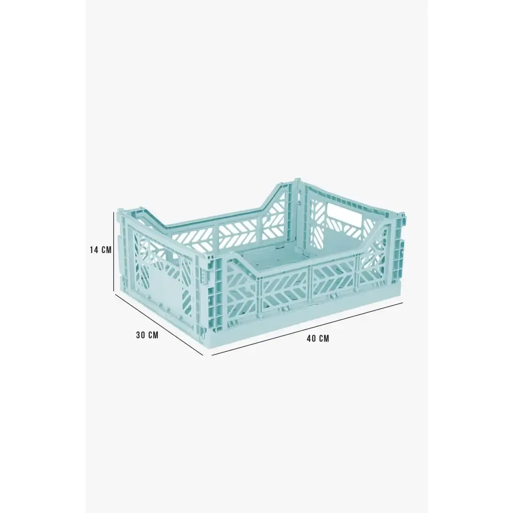 Foldable Storage Bins, Plastic Crate for Storage, Collapsible Crate, Utility Stackable Box Medium Artic Blue