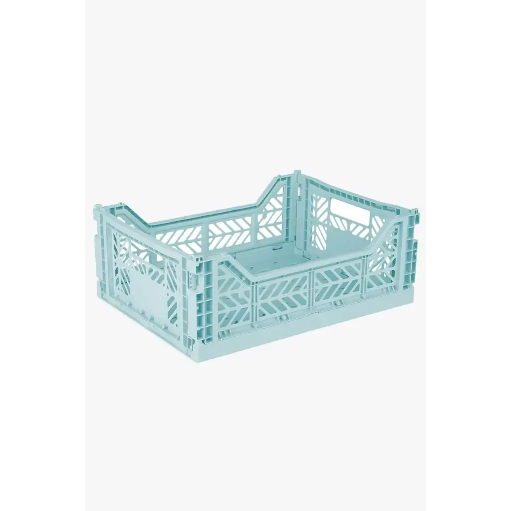 Foldable Storage Bins, Plastic Crate for Storage, Collapsible Crate, Utility Stackable Box Medium Artic Blue