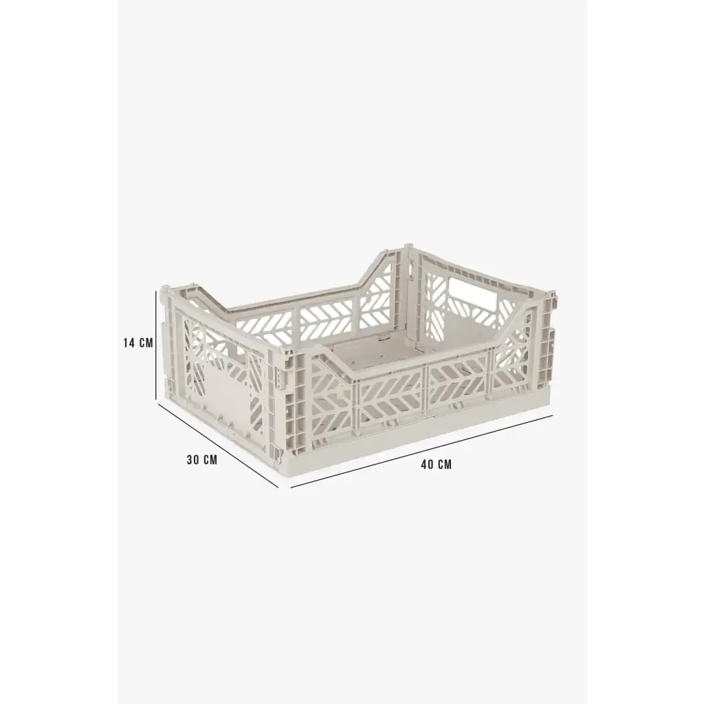 Foldable Storage Bins, Plastic Crate for Storage, Collapsible Crate, Utility Stackable Box Medium Light Gray