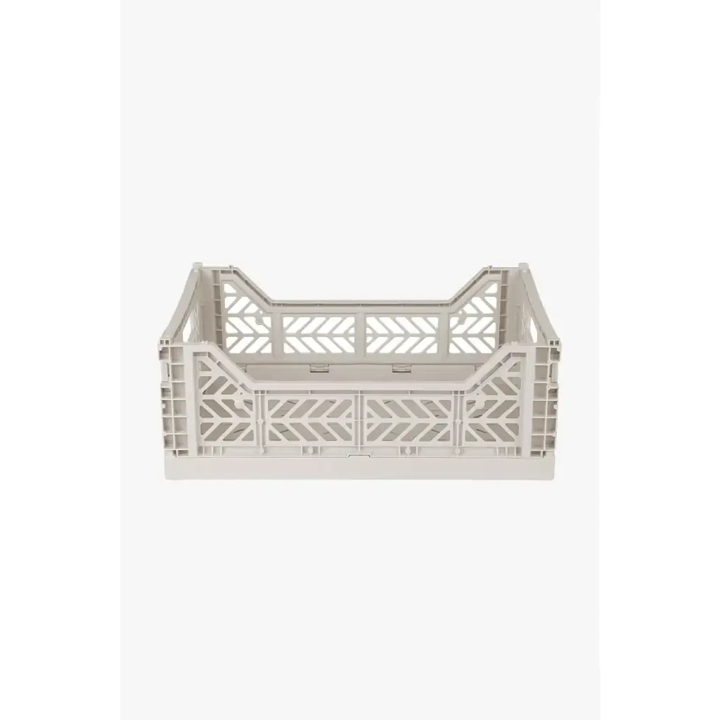 Foldable Storage Bins, Plastic Crate for Storage, Collapsible Crate, Utility Stackable Box Medium Light Gray