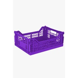 Foldable Storage Bins, Plastic Crate for Storage, Collapsible Crate, Utility Stackable Box Medium Violet