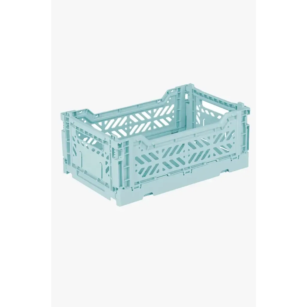 Foldable Storage Bins, Plastic Crate for Storage, Collapsible Crate, Utility Stackable Box Small Artic Blue