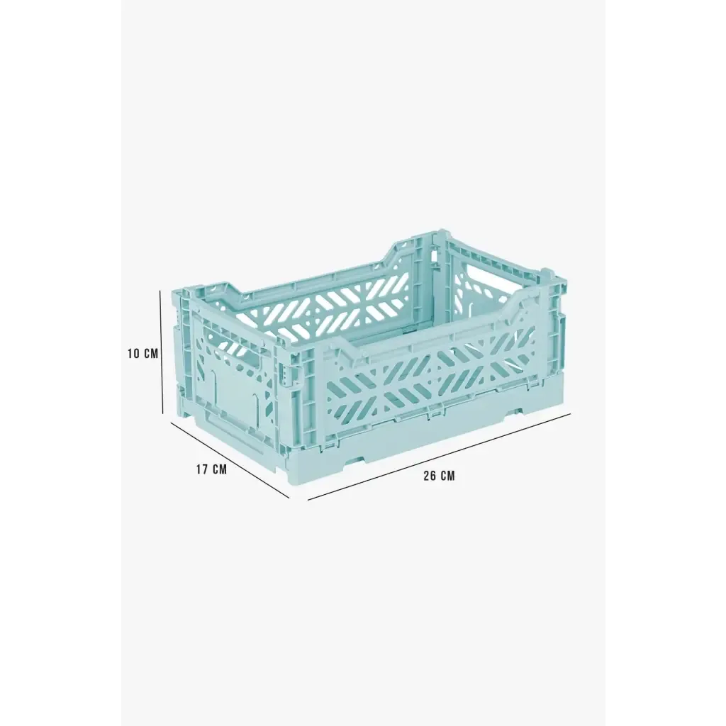 Foldable Storage Bins, Plastic Crate for Storage, Collapsible Crate, Utility Stackable Box Small Artic Blue