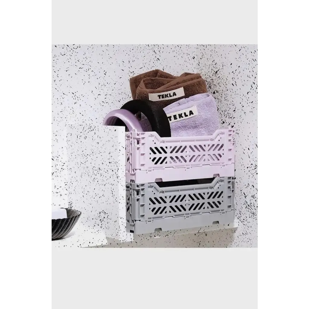 Foldable Storage Bins, Plastic Crate for Storage, Collapsible Crate, Utility Stackable Box Small Orchid
