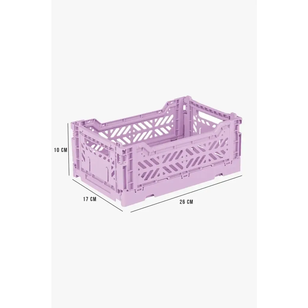 Foldable Storage Bins, Plastic Crate for Storage, Collapsible Crate, Utility Stackable Box Small Orchid