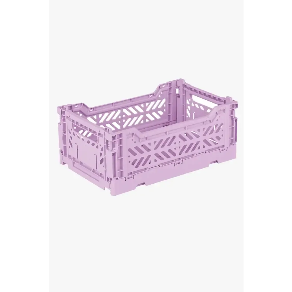 Foldable Storage Bins, Plastic Crate for Storage, Collapsible Crate, Utility Stackable Box Small Orchid