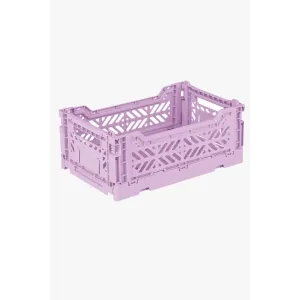 Foldable Storage Bins, Plastic Crate for Storage, Collapsible Crate, Utility Stackable Box Small Orchid