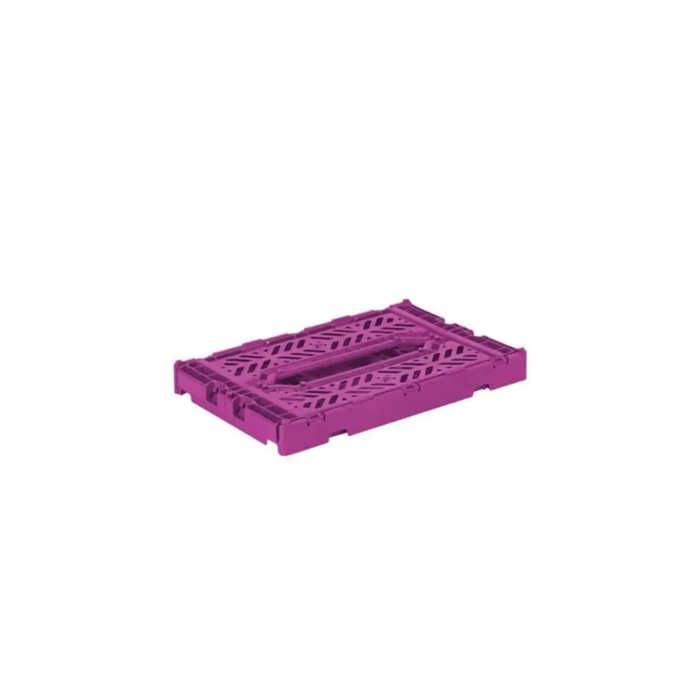 Foldable Storage Bins, Plastic Crate for Storage, Collapsible Crate, Utility Stackable Box Small Purple