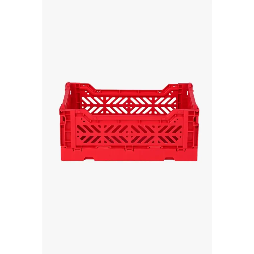 Foldable Storage Bins, Plastic Crate for Storage, Collapsible Crate, Utility Stackable Box Small Red