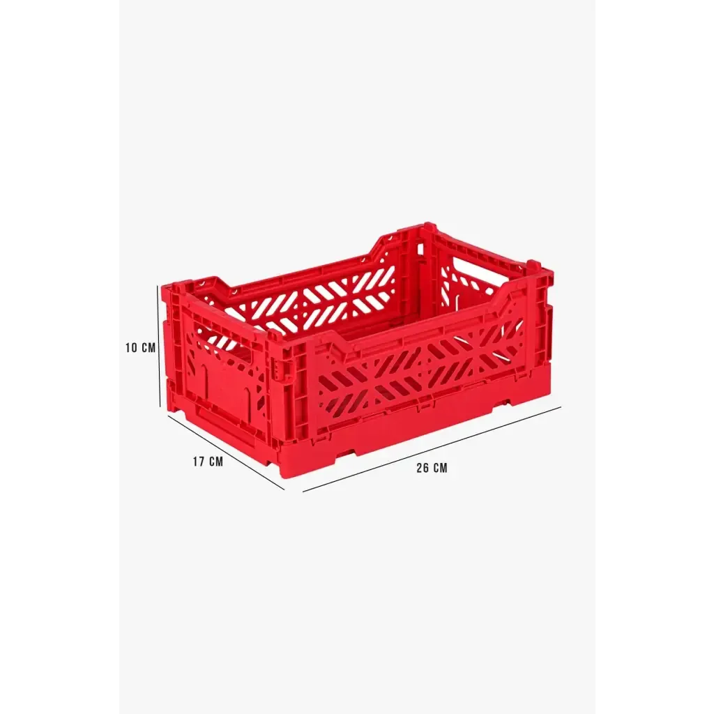 Foldable Storage Bins, Plastic Crate for Storage, Collapsible Crate, Utility Stackable Box Small Red