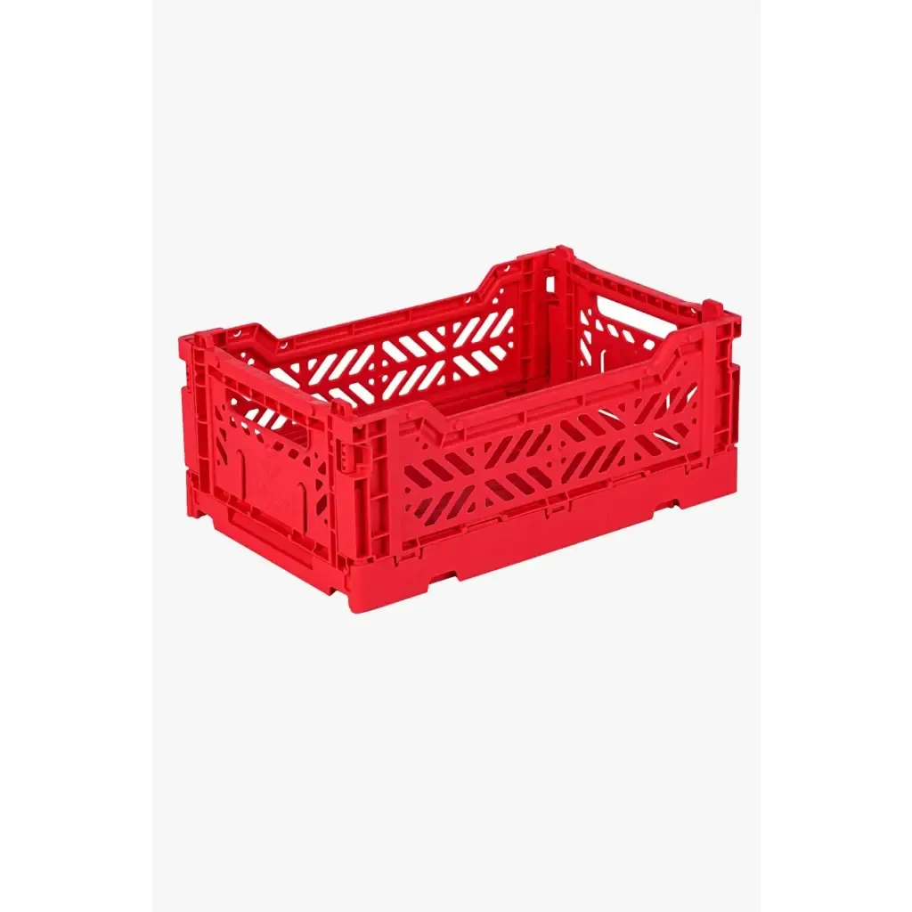 Foldable Storage Bins, Plastic Crate for Storage, Collapsible Crate, Utility Stackable Box Small Red