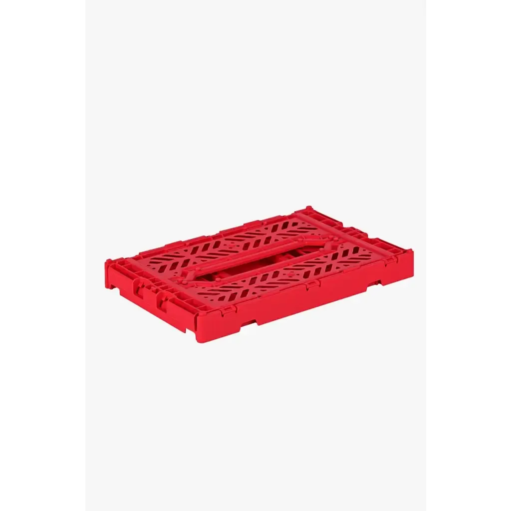 Foldable Storage Bins, Plastic Crate for Storage, Collapsible Crate, Utility Stackable Box Small Red