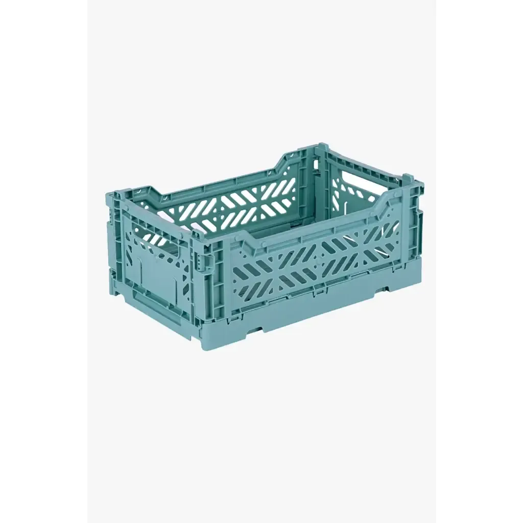 Foldable Storage Bins, Plastic Crate for Storage, Collapsible Crate, Utility Stackable Box Small Teal