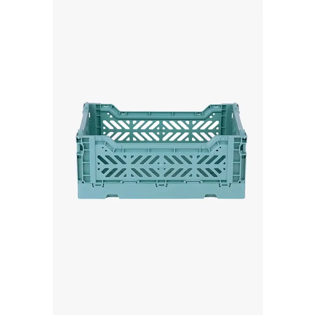 Foldable Storage Bins, Plastic Crate for Storage, Collapsible Crate, Utility Stackable Box Small Teal