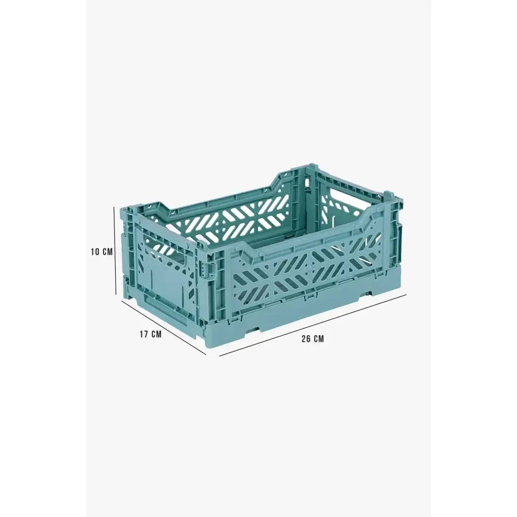 Foldable Storage Bins, Plastic Crate for Storage, Collapsible Crate, Utility Stackable Box Small Teal
