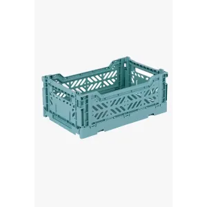 Foldable Storage Bins, Plastic Crate for Storage, Collapsible Crate, Utility Stackable Box Small Teal