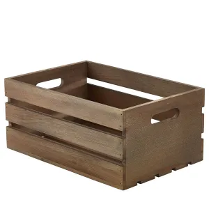 Genware Dark Rustic Wooden Crate 34 x 23 x 15cm- Pack 1