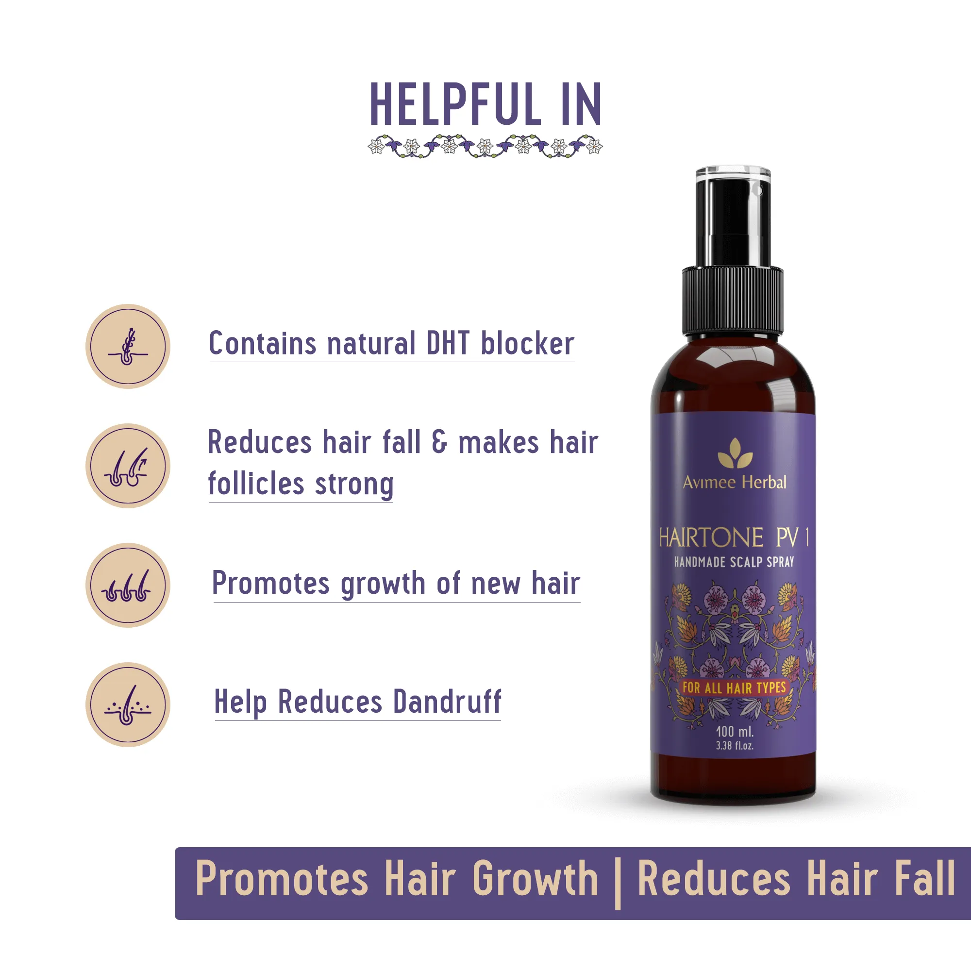 Hairtone PV 1 Scalp Spray Natural DHT Blocker