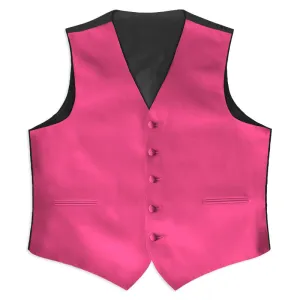 Hot Pink Satin Full Back Tuxedo Vest