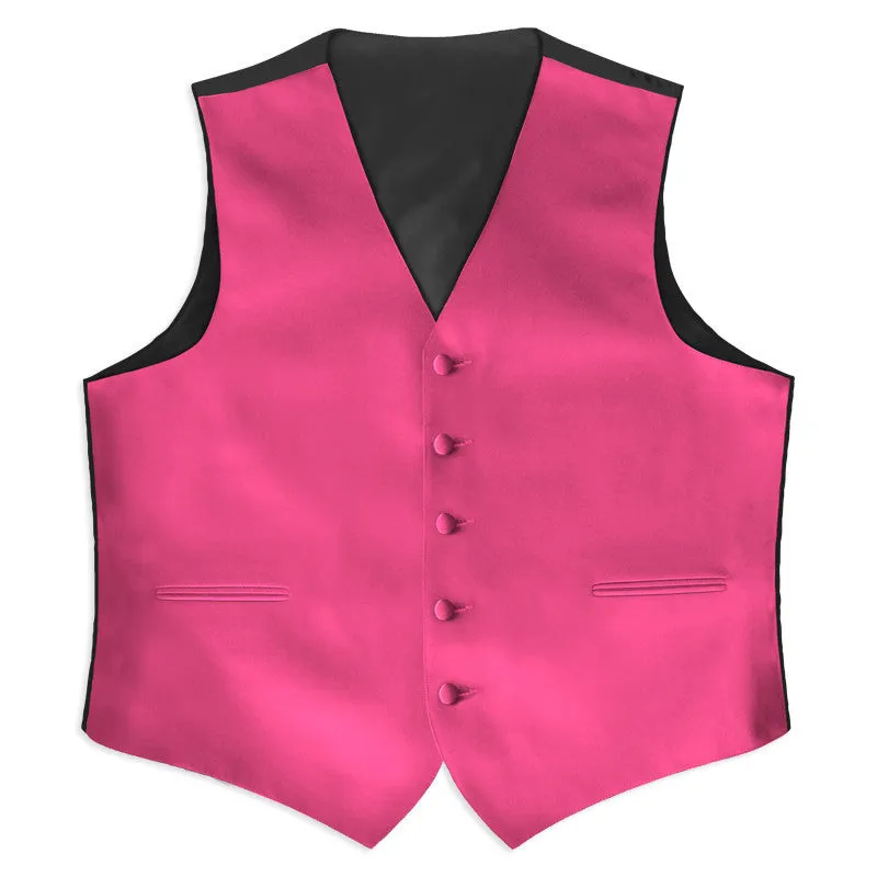 Hot Pink Satin Full Back Tuxedo Vest