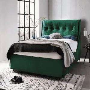 Javier Ottoman Bed With Storage in Green Suede