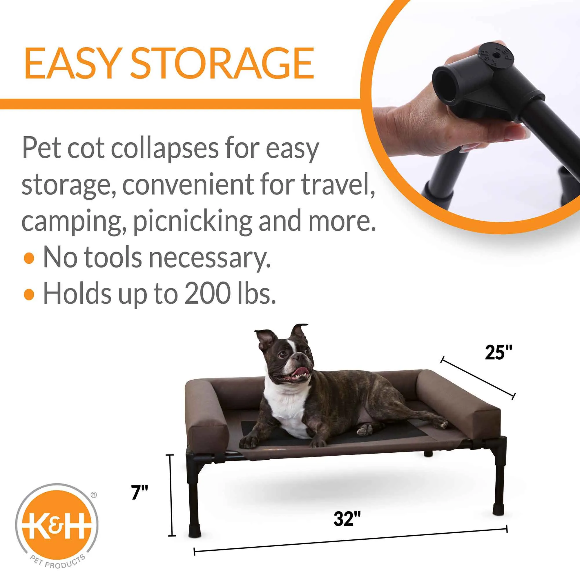 K&H Pet Products Original Bolster Pet Cot Elevated Pet Bed