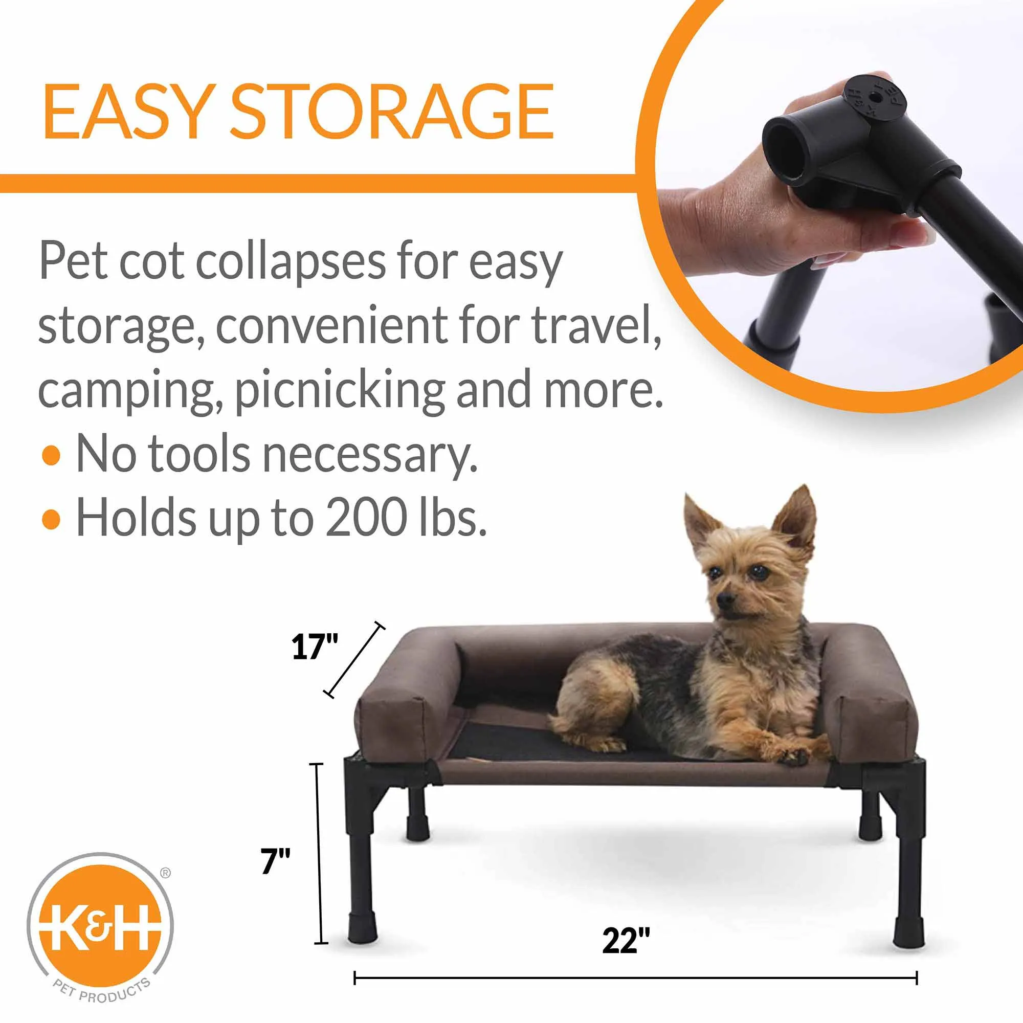 K&H Pet Products Original Bolster Pet Cot Elevated Pet Bed