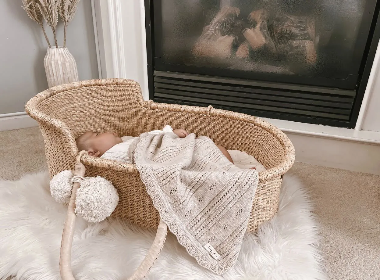 Luna   Luca Pointelle Baby Blanket - Beige