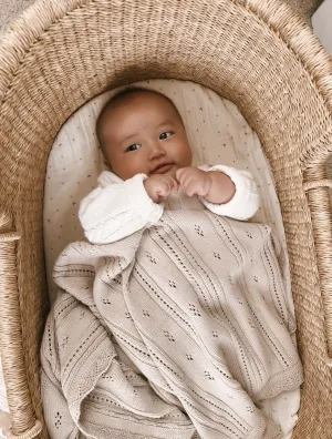 Luna   Luca Pointelle Baby Blanket - Beige
