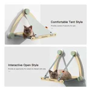 MewooFun Wall Mounted Cat Window Perch Hammock Gray